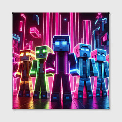 Холст квадратный Minecraft characters - neon glow, цвет: 3D-принт — фото 2