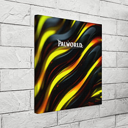 Холст квадратный Palworld логотип золотые и черные волны, цвет: 3D-принт — фото 2