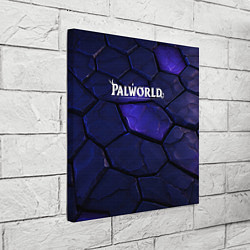Холст квадратный Palworld логотип темные синие разломы плит, цвет: 3D-принт — фото 2