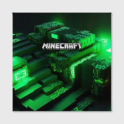 Холст квадратный Minecraft logo зеленые неоновые кубы, цвет: 3D-принт — фото 2