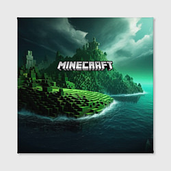 Холст квадратный Minecraft logo зеленый мир, цвет: 3D-принт — фото 2