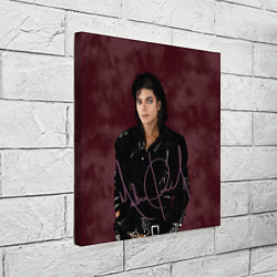 Холст квадратный Michael Jackson на бордовом фоне, цвет: 3D-принт — фото 2