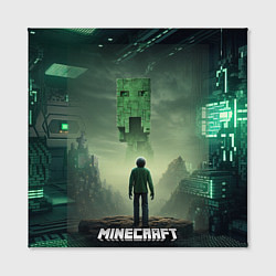 Холст квадратный Minecraft зеленый монстр и персонаж, цвет: 3D-принт — фото 2