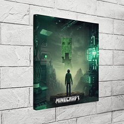 Холст квадратный Minecraft зеленый монстр и персонаж, цвет: 3D-принт — фото 2