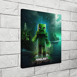 Холст квадратный Minecraft зеленый персонаж на острове, цвет: 3D-принт — фото 2