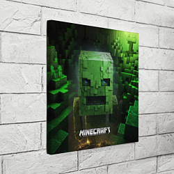 Холст квадратный Minecraft зеленый персонаж в пещере, цвет: 3D-принт — фото 2