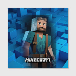 Холст квадратный Minecraft персонаж синий фон, цвет: 3D-принт — фото 2