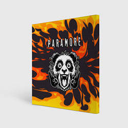 Холст квадратный Paramore рок панда и огонь, цвет: 3D-принт