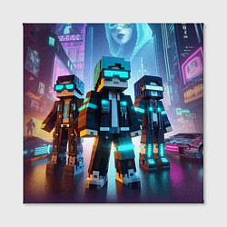 Холст квадратный Minecraft - neon metropolis ai art, цвет: 3D-принт — фото 2