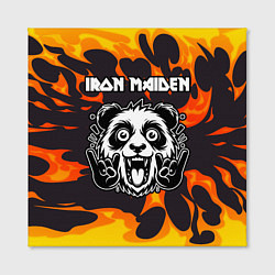 Холст квадратный Iron Maiden рок панда и огонь, цвет: 3D-принт — фото 2