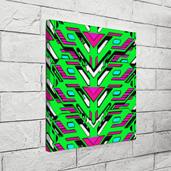 Холст квадратный Техно броня розово-зелёная, цвет: 3D-принт — фото 2