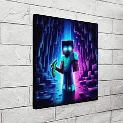 Холст квадратный Minecraft - neon character ai art, цвет: 3D-принт — фото 2