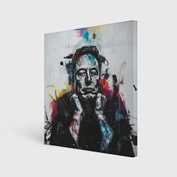Холст квадратный Илон Маск граффити портрет на серой стене, цвет: 3D-принт
