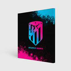 Холст квадратный Atletico Madrid - neon gradient, цвет: 3D-принт