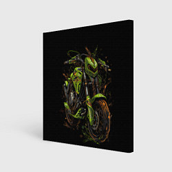 Холст квадратный Зеленый ретро-мотоцикл, цвет: 3D-принт