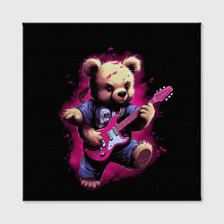 Холст квадратный Плюшевый медведь музыкант с гитарой, цвет: 3D-принт — фото 2