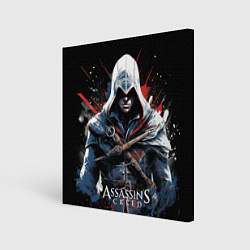 Холст квадратный Assassins creed мазки красок, цвет: 3D-принт