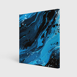 Холст квадратный Черно-синяя абстракция геометрическая, цвет: 3D-принт