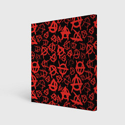Холст квадратный Узор анархия красный, цвет: 3D-принт