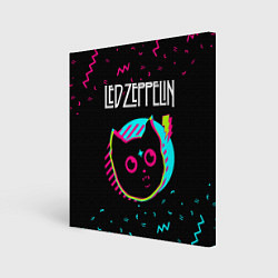 Холст квадратный Led Zeppelin - rock star cat, цвет: 3D-принт