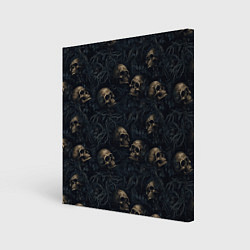 Холст квадратный Черепа в кустах, цвет: 3D-принт