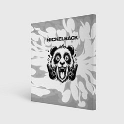 Холст квадратный Nickelback рок панда на светлом фоне, цвет: 3D-принт