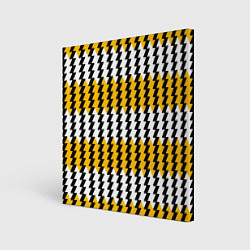 Холст квадратный Вертикальные жёлто-белые полосы, цвет: 3D-принт