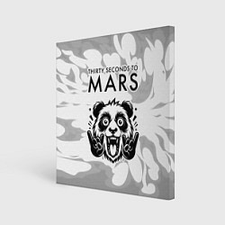 Холст квадратный Thirty Seconds to Mars рок панда на светлом фоне, цвет: 3D-принт