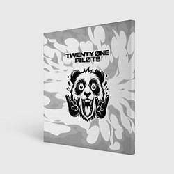 Холст квадратный Twenty One Pilots рок панда на светлом фоне, цвет: 3D-принт