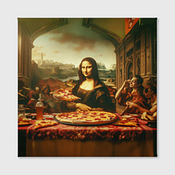 Холст квадратный Мона Лиза и большая пицца сюрреализм, цвет: 3D-принт — фото 2