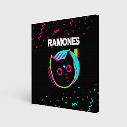 Холст квадратный Ramones - rock star cat, цвет: 3D-принт