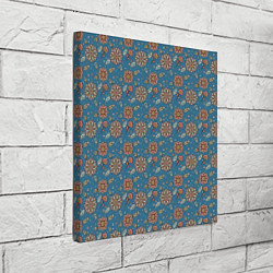 Холст квадратный Цветочный узор в стиле бохо на синем, цвет: 3D-принт — фото 2