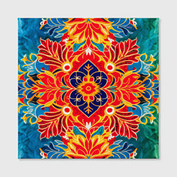 Холст квадратный Традиционный индонезийский цветочный узор в стиле, цвет: 3D-принт — фото 2