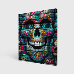 Холст квадратный Cool skull - graffiti ai art, цвет: 3D-принт