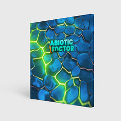 Холст квадратный Abiotic Factor logo bright neon, цвет: 3D-принт