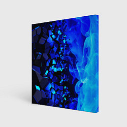 Холст квадратный Осколки плиток и синий огонь, цвет: 3D-принт