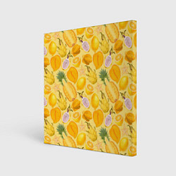 Холст квадратный Экзотические фрукты узор, цвет: 3D-принт