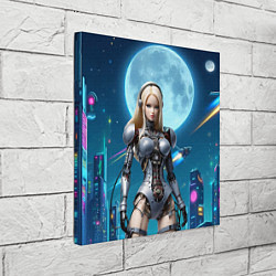 Холст квадратный Кибер Барби из будущего под луной - нейросеть, цвет: 3D-принт — фото 2