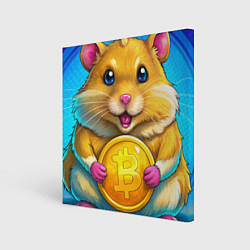 Холст квадратный Хомячок и коины, цвет: 3D-принт
