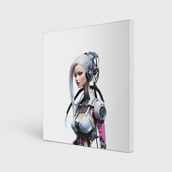 Холст квадратный Cyber warrior Barbie - ai art fantasy, цвет: 3D-принт