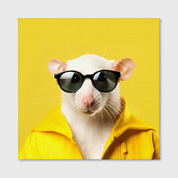 Холст квадратный Ля какая модная крыса на желтом, цвет: 3D-принт — фото 2
