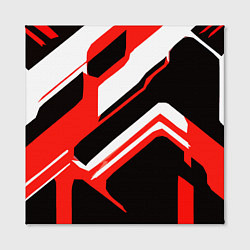 Холст квадратный Бело-красные линии на чёрном фоне, цвет: 3D-принт — фото 2