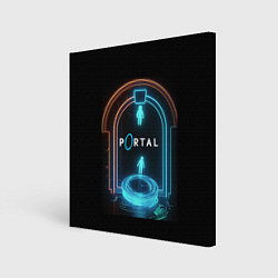 Холст квадратный Portal neon style logo, цвет: 3D-принт