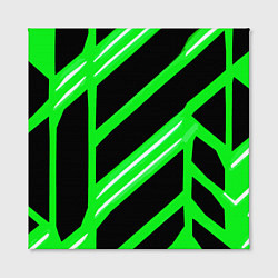 Холст квадратный Чёрно-белые полосы на зелёном фоне, цвет: 3D-принт — фото 2