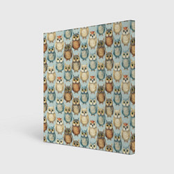 Холст квадратный Совы птицы паттерн, цвет: 3D-принт