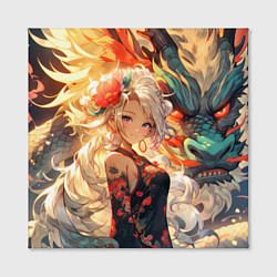 Холст квадратный Девушка аниме с драконом, цвет: 3D-принт — фото 2
