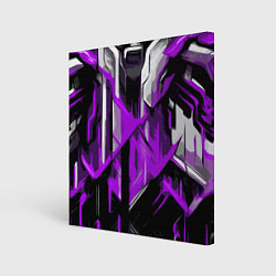 Холст квадратный White and purple abstraction on a black background, цвет: 3D-принт