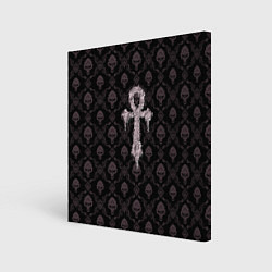 Холст квадратный Крест - узор с черепами, цвет: 3D-принт