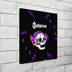 Холст квадратный Sabaton неоновый череп, цвет: 3D-принт — фото 2