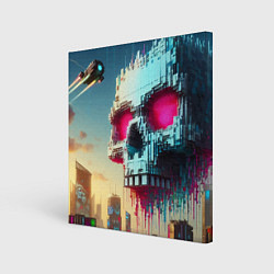 Холст квадратный Cool pixel skull - ai art fantasy, цвет: 3D-принт